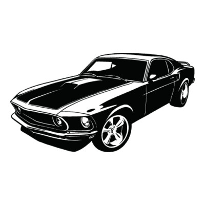1969 FORD MUSTANG FASTBACK CLIPART-VECTOR CLIP ART GRAPHICS-DXF SVG EPS AI PNG