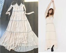 NWOT  BA&SH Nude Pink  Nadja  Maxi Dress Open Back  Boho Fairy  XS  US 4