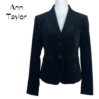 Ann Taylor Black Velvet Party Event Minimalist Neutral Blazer NWOT Size 4