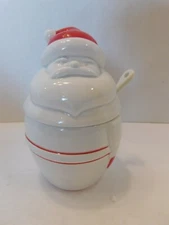 Fitz & Floyd Santa Claus Condiment Jar w/ Spoon~ VERY RARE~  Mint Condition 1982