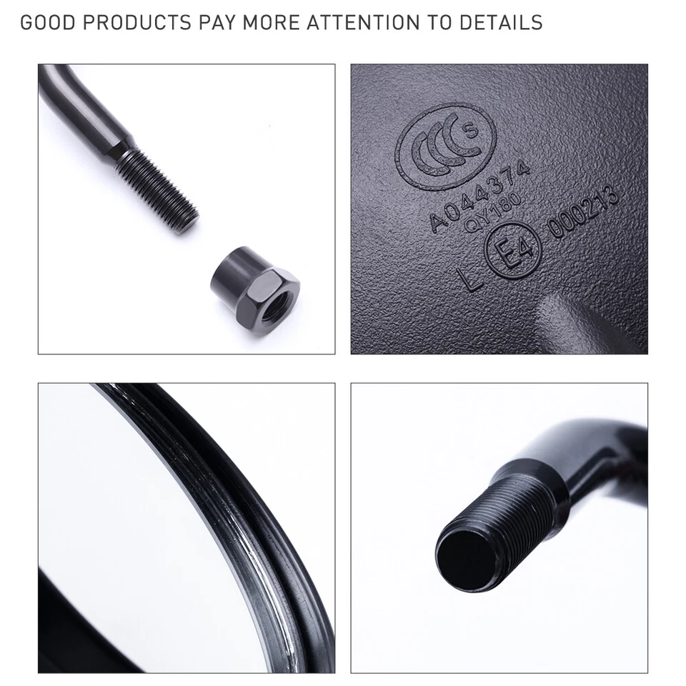 Espelhos retrovisores redondos pretos universais para motocicleta Kawasaki KZ Suzuki Scooter - Imagem 4 de 4