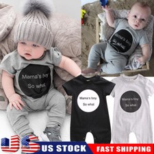 US Newborn Clothes Baby Short Sleeved Bodysuit Cotton Letter Printing Girls Boy