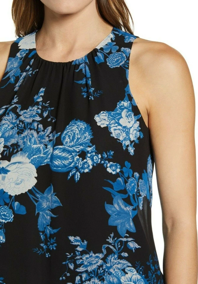 Blusa Vince Camuto Cabbage Rose Toile sin mangas de gasa talla pequeña PL Foto 4 de 4