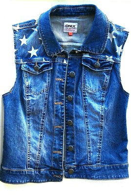 ONLY Gilet girl ragazza Jeans DENIM stelle tg EU 38, UK sz10 slim fit  avvitato - Main Image