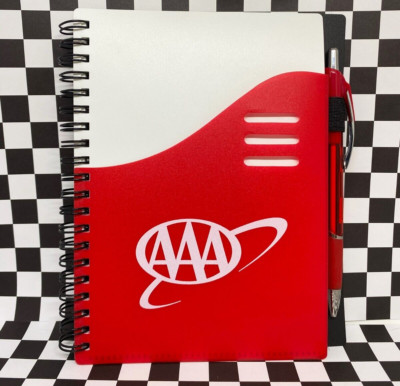 AAA Insurance Red Wire-O Paper Notebook With Folder Cover & Ballpoint Pen B6 5x7