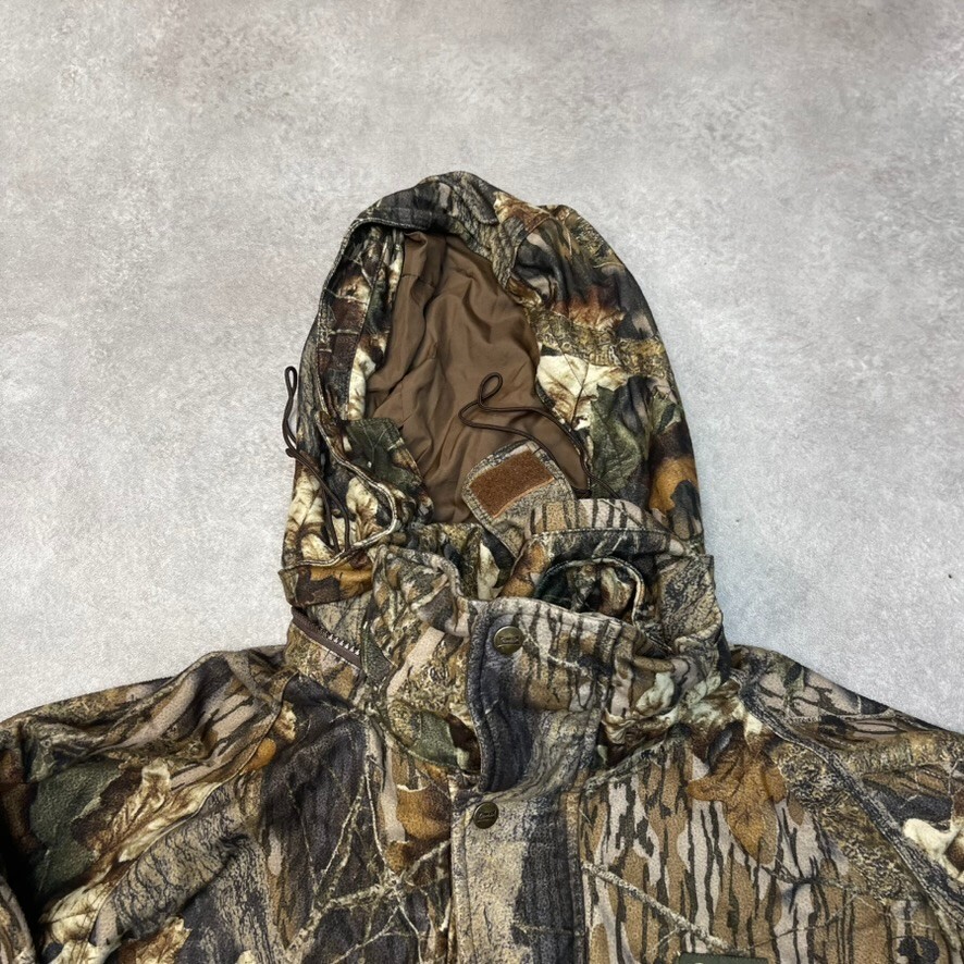 Gamehide Real Tree Fleece Jacket Mens Medium Removable Hood Hunting Coat, Green image 7