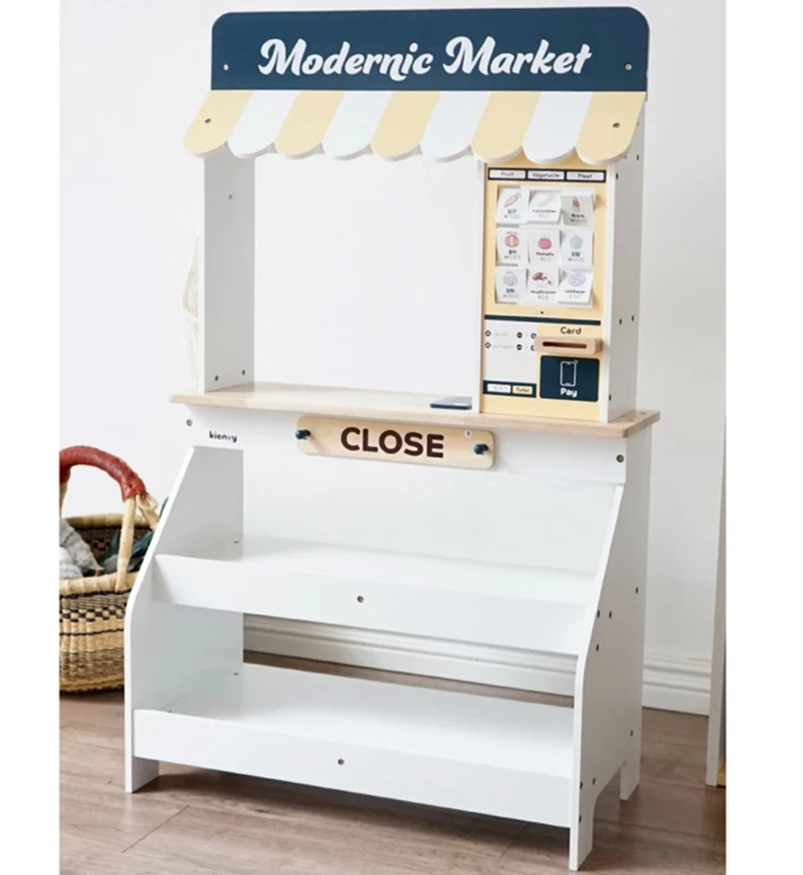 Soporte de madera para supermercado juego de simulación estilo natural mercado Foto 2 de 3