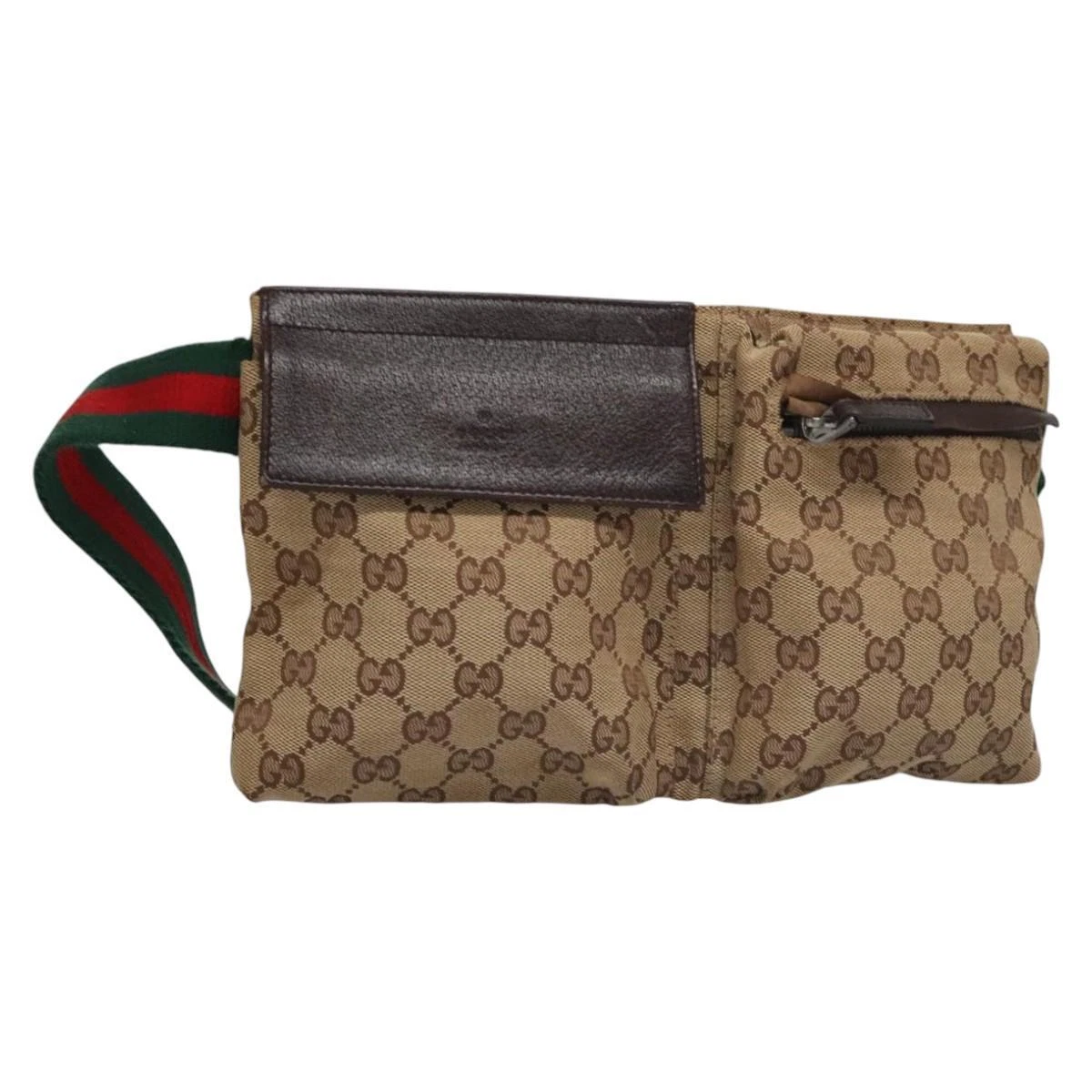 Sac taille GUCCI GG toile ligne sherry beige rouge vert authentique 110877