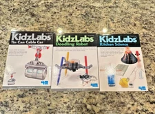 KidzLabs 3 Pack - Tin Car Cable Car/Doodling Robot/ Kitchen Science Kit Ages 8+