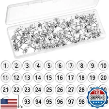 Teling 100 Pcs Numbered Push Pins 100 Sequential Thumb Tacks Flat Tacks Push 