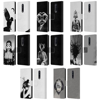 OFFICIAL LOUIJOVERART BLACK AND WHITE LEATHER BOOK CASE FOR ONEPLUS PHONES