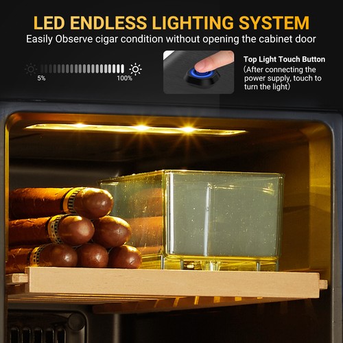 Humidor de cigarros eléctrico 25L con estantes de madera de cedro español, capacidad 150 - Imagen 3 de 6