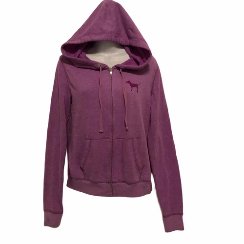 UNDERCOVER Felpa con cappuccio Pink by Victoria's Secret donna viola full zip "Love Pink" taglia small