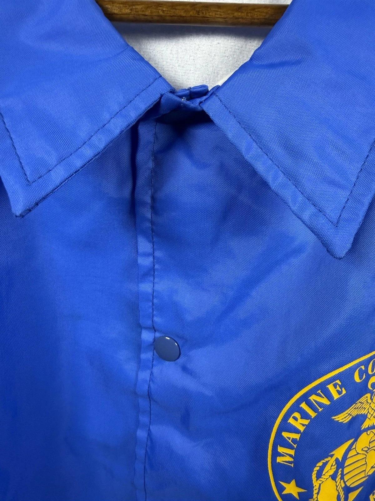Vintage WestArk Men’s 2XL Blue Nylon Coach Jacket Marine Corps Logo Snap Front - product detail image 5