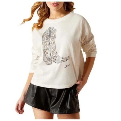 Ariat Women's Long Sleeve Meant For Walking Boot Boxy Crop T-Shirt Cloud Dancer