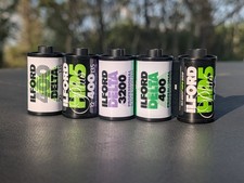 Vintage Lot of 5 35mm Ilford brand Empty film cartridge canister
