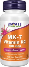 NOW Foods Mk-7 Vitamin K-2 100 mcg Vitamin Capsule - 120 Capsules EXP 09/2026