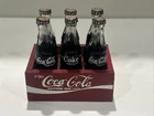 Vintage 70s COCA COLA 6 Pack Miniature Clear Bottles Metal Cap Wooden Crate COKE