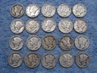 20 SILVER MERCURY DIMES WITH DATES lot 244