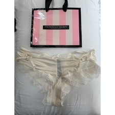 NWT Victoria  s Secret Satin  Lace Cheeky Panty   Ivory   Size M   2018