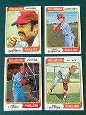 1974 BASEBALL CARD LOT 4 PHILADELPHIA PHILLIES ROBINSON, UNSER, RUTHVEN