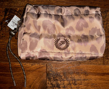 Victoria's Secret Pink 5" x 7.5" Leopard Quilted Puffer Zip Top Makeup Bag NWT