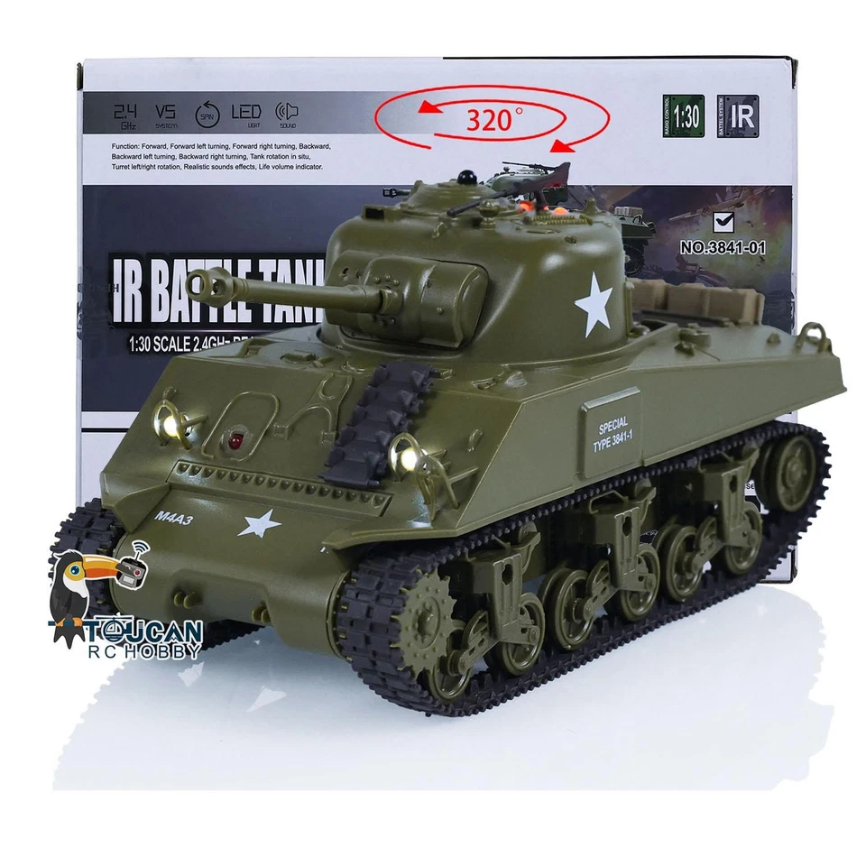 Hot Sale 1:30 Heng Long RC Battle Tank Sherman M4A3 2.4G Remote Control Tank - Image 3 of 4