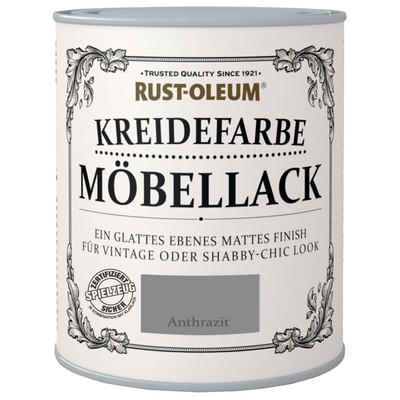 Rust Oleum 750 ml Kreidefarbe Möbellack Anthrazit Kreidig-Matt Möbelfarbe Finish