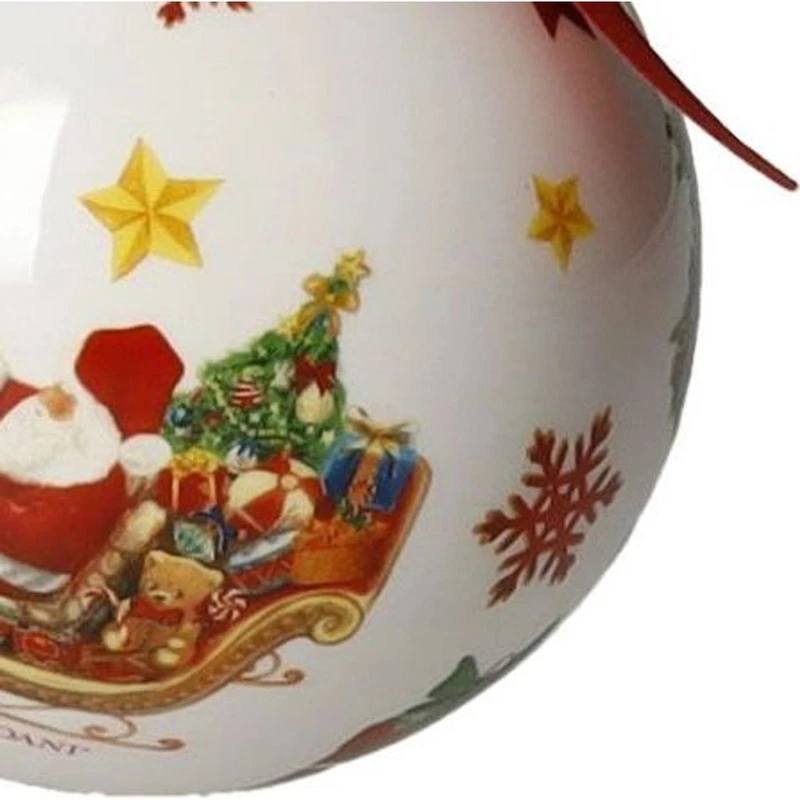 Palla di Natale Ceramica BRANDANI Christmas Babbo Natale Slitta Renne 10 cm, fotografia 6 di 9