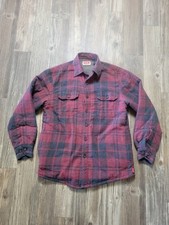 Wrangler Mens Small Sherpa Lined Flannel Shirt Jacket Plaid Burgundy Gray