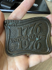 Vintage 1776-1976 United States Bicentennial Belt Buckle Bronze Metal Antique