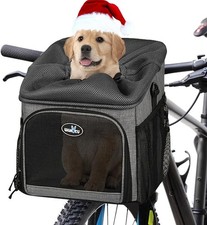 Dog Bike Basket Carrier, Pet Bicycle Front Carrier Backpack for Bike Riding F...