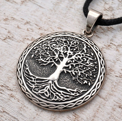 Anhänger Silber 925 Lebensbaum Tree of Life Weltenbaum 4,1x3cm mit Band Kelten