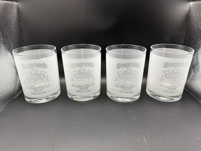 SEAGRAM S MIXERS OLD FASHIONED WHISKEY SET OF 4 GLASSES ROCKS VINTAGE MAN CAVE