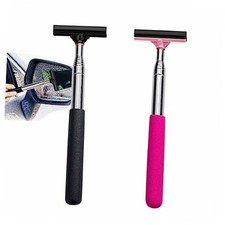 2-in-1 Car Mirror Squeegee, Portable Rearview Mirror Wiper, 98cm Black  Pink