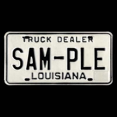 LOUISIANA 1987 SAMPLE License Plate ''TRUCK DEALER'' - '87 holo with state map