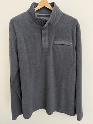Free Fly Sweatshirt Men L Gray Fleece Performance Bamboo 1/4 Snap Pocket Casual