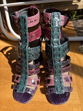 Donald Pliner Bindy Open Toe Leather Caged Strappy Sandals High Heel sz 6 EUC