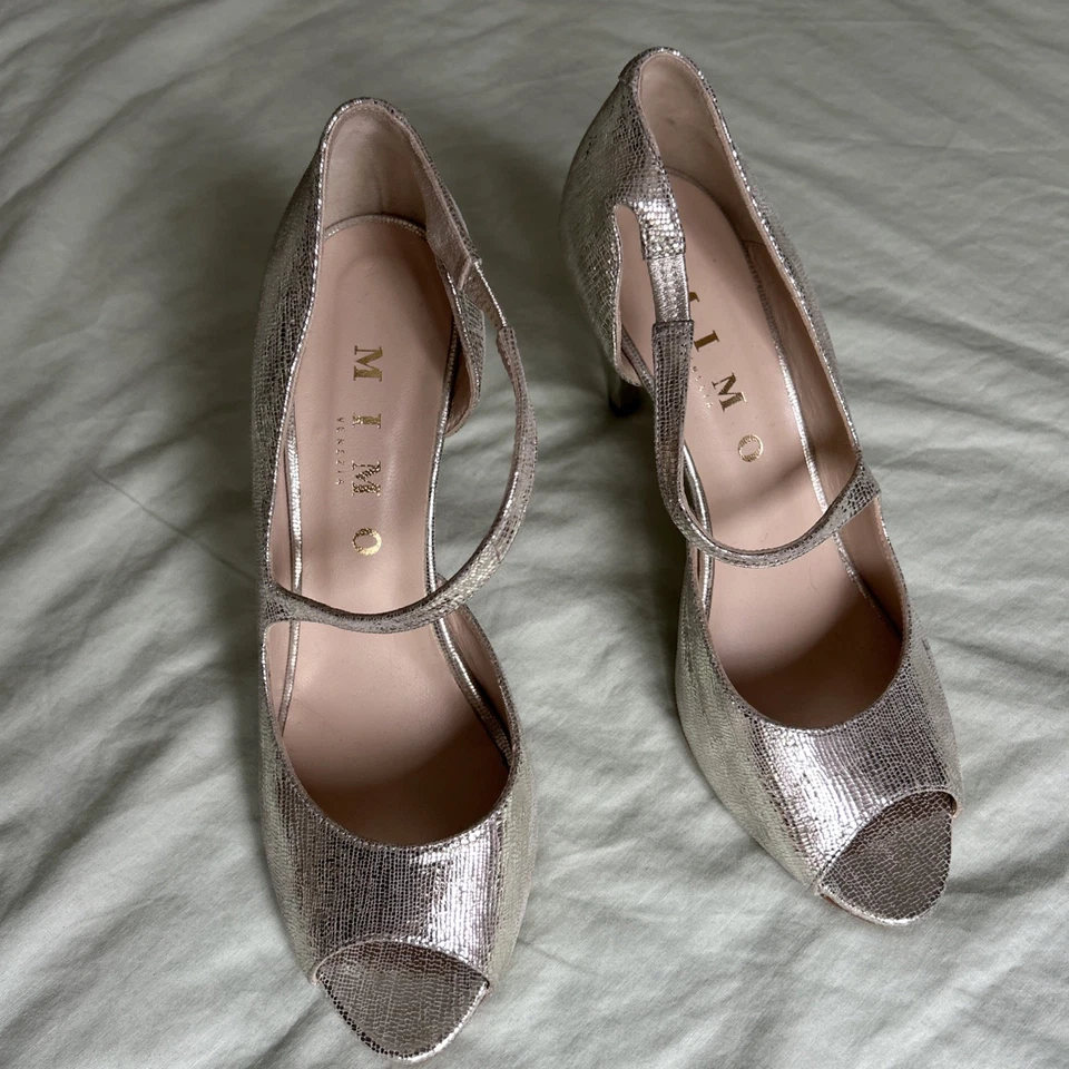 MIMO Venezia High Heels Pumps Damenschuhe Gr.40 Leder Gold/Silber NEU Schuhe TOP - Bild 4 von 4