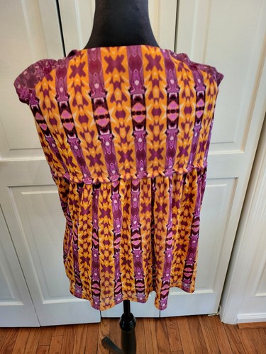 Vintage, y2k Mesh Orange And Purple Babydoll Tank XL Festival Vacation Summer - Picture 2 of 5