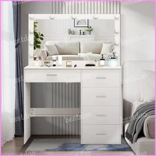 11 Led Lights Makeup Desk Mirror, Vanity Dressing Table Set , for Xmas gifts, US