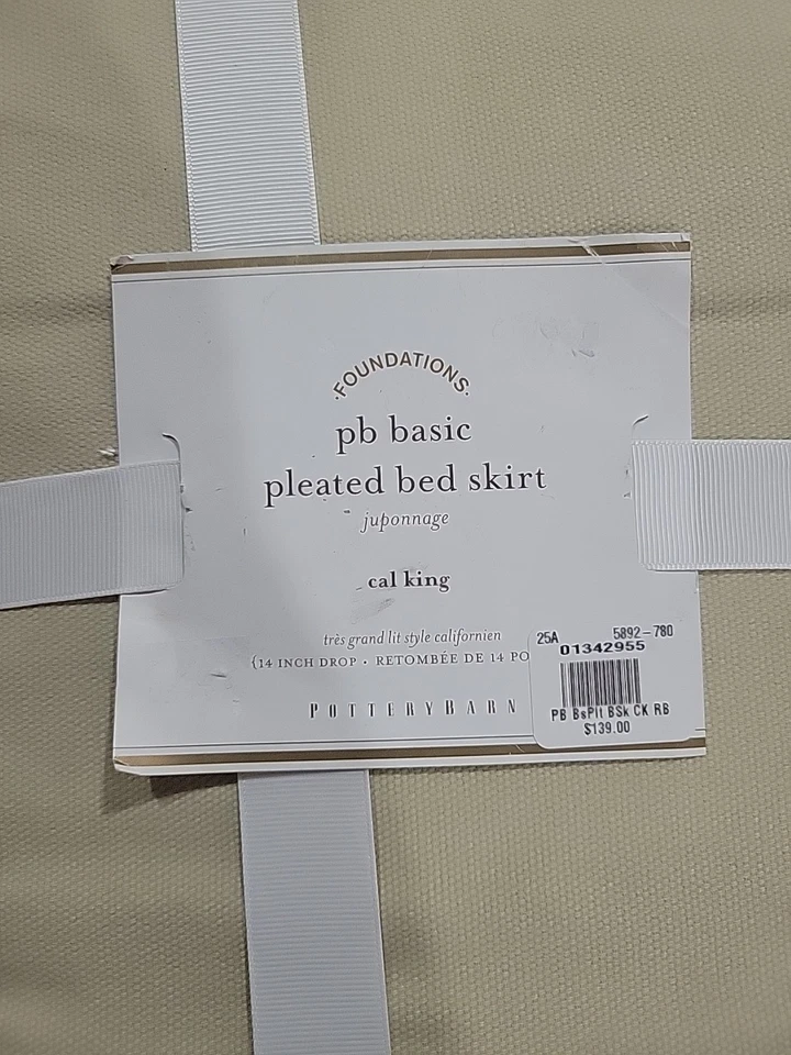 Falda de cama básica belga de lino plisado Pottery Barn. Cal King 14" Drop Foto 2 de 4