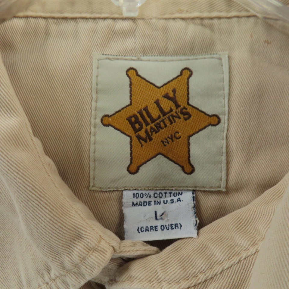 Billy Martin Shirt Men Large Brown Tan Metal Button Long Sleeve Western Cowboy - Image 4 of 4