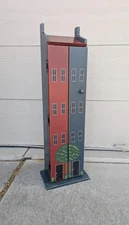 Vintage Painted House Building Shaped Curio Cabinet Bookshelf Storage Shelf