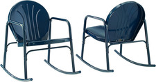 Griffith Retro Metal Outdoor Rocking Chairs, Set of 2, for Porch, Deck, Balcony,