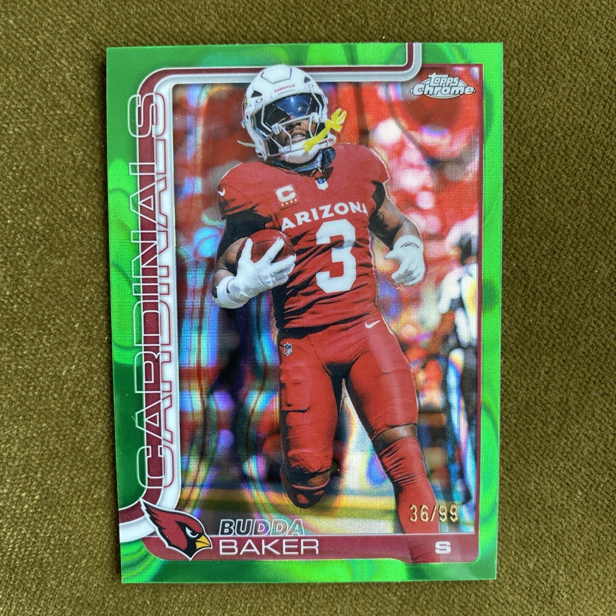 2025 Topps Chrome Green Lava Refractor Budda Baker /99 Arizona
