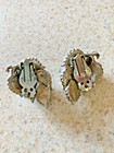 VINTAGE BRUSHED SILVER TONE LEAF  CLIP ON EARRINGS — photo 2