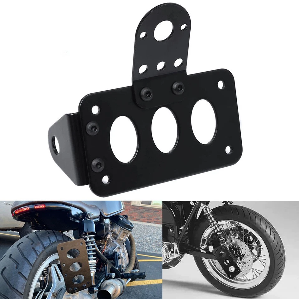Side Mount License Plate Bracket Holder For Harley Honda Yamaha Suzuki Kawasaki - Изображение 2 из 4