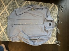 DAVID DONAHUE MENS BLUE CHECK SLIM-FIT DRESS SHIRT SIZE 15.5/34-35 165