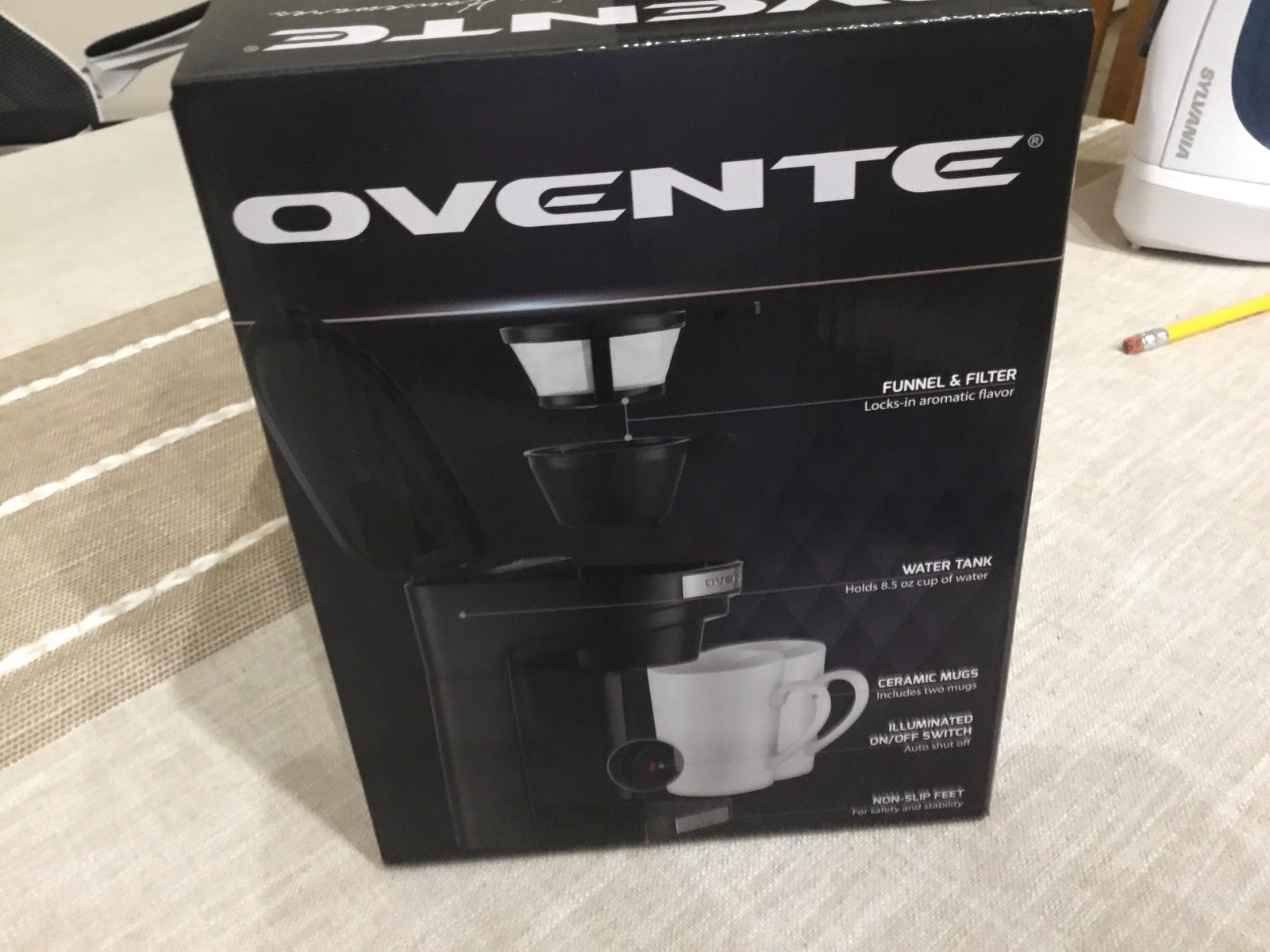 NEW IN BOX Ovente Drip Coffee Maker with Two CERAMIC  Coffee Mugs CMDD2MB